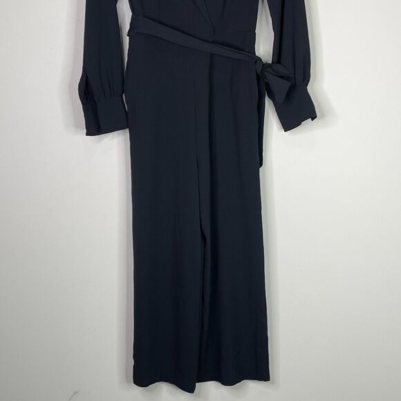 H&M Black Belted Wide Leg Cropped Jumpsuit Women's Size 0 Back Zip - Picture 6 of 9